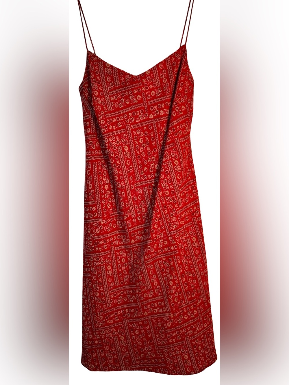 LOFT Red Bandana-Print Mini dress with Spaghetti Straps Cottogecore Y2K